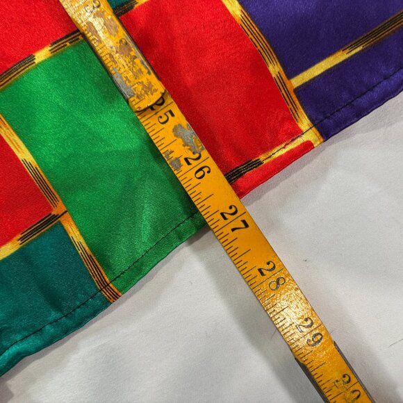 Vintage 80s Notations Geometric Blouse Red Blue Large    Lot J - Picture 5 of 7